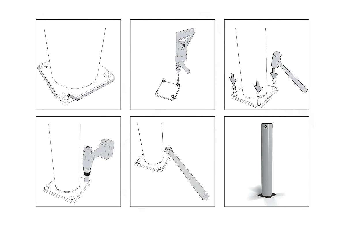 Hướng dẫn lắp đặt trụ chống va đập