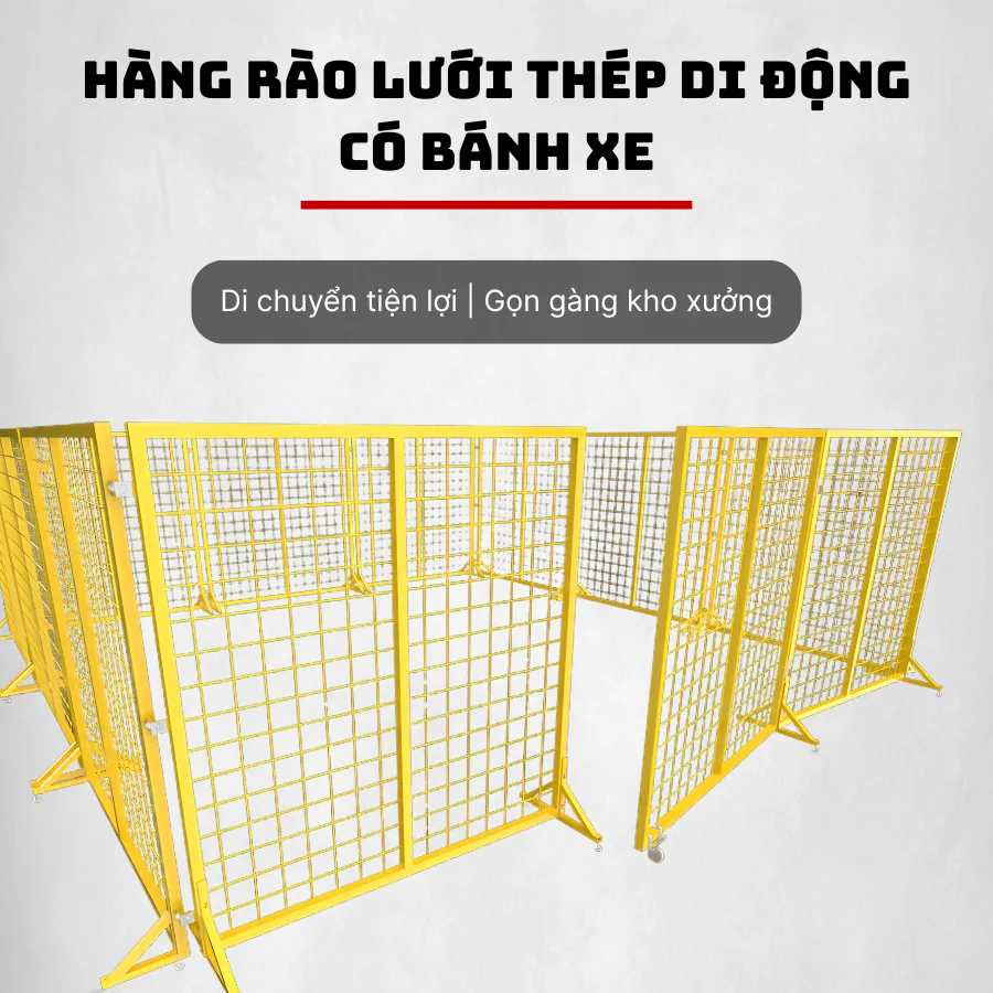 Hàng Rào Lưới Thép Di Động Có Bánh Xe