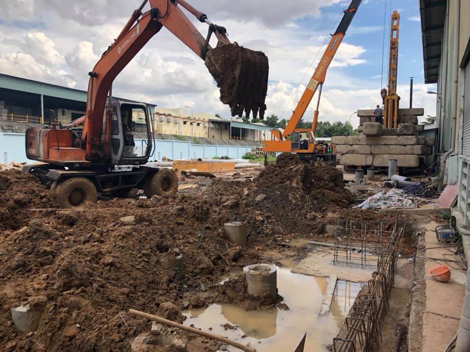 Thi công nền móng nhà kho