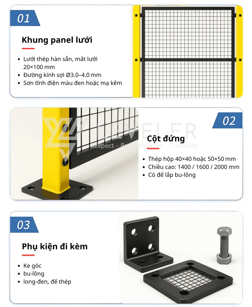 Cấu tạo hàng rào bảo vệ máy tiêu chuẩn