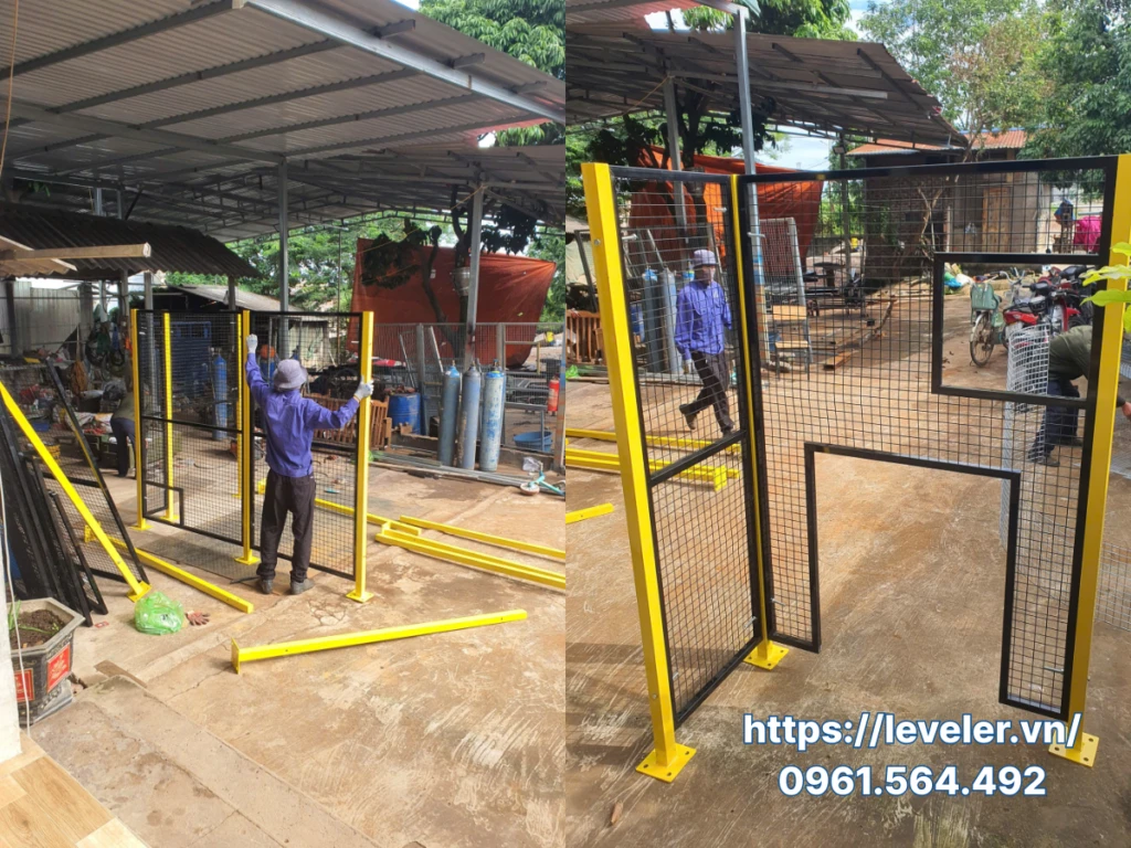 Hàng rào bảo vệ robot gắp hàng tự động cho khách hàng Liên Minh