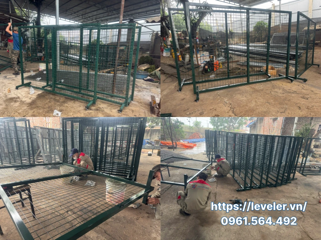 Hàng rào lưới thép di động có bánh xe cho sân pickleball tại Đại học BUV