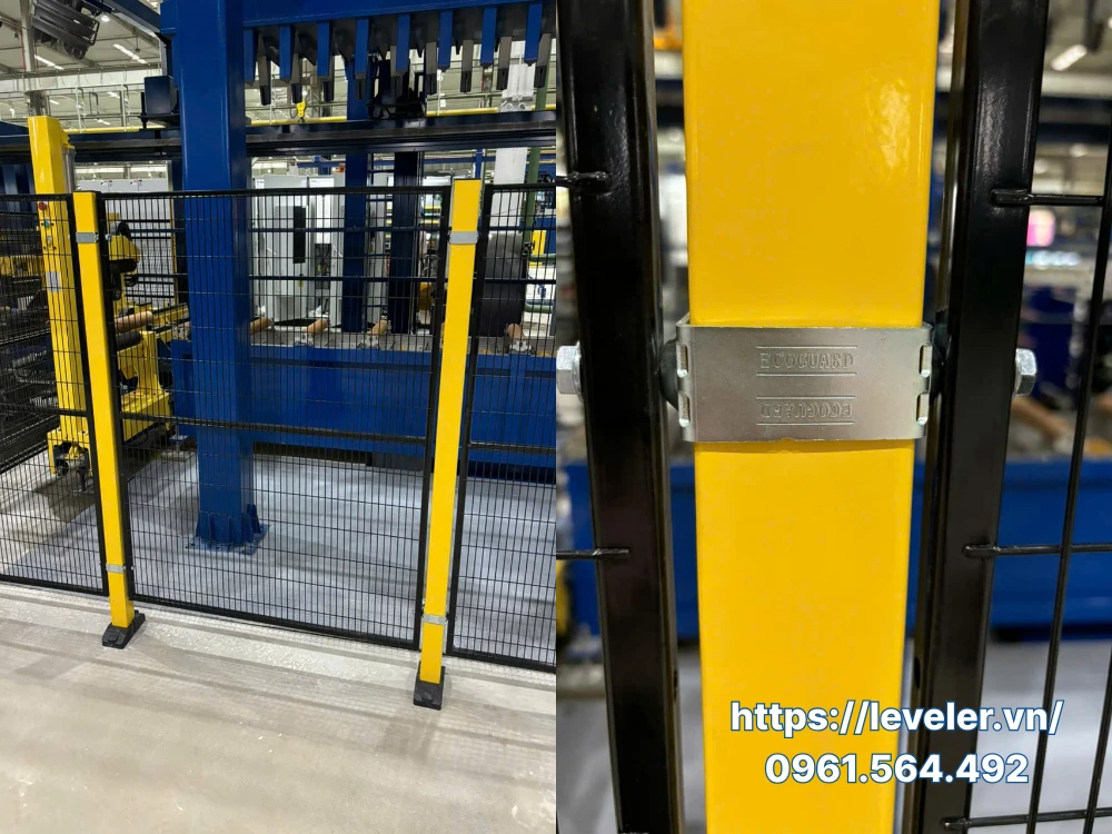 Hàng rào sơn tĩnh điện bảo vệ máy móc được LEVELER sản xuất lắp đặt trực tiếp