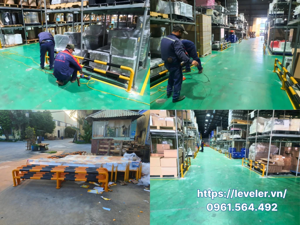 Rào chắn chữ M cao 500mm dài 3000mm được LEVELER lắp đặt cho nhà máy TSK ở Hưng Yên