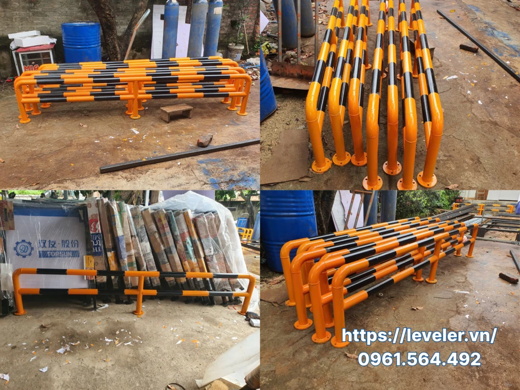 Rào chắn chữ M sơn phản quang vàng đen, đường kíng ống 60mm, dày 3mm