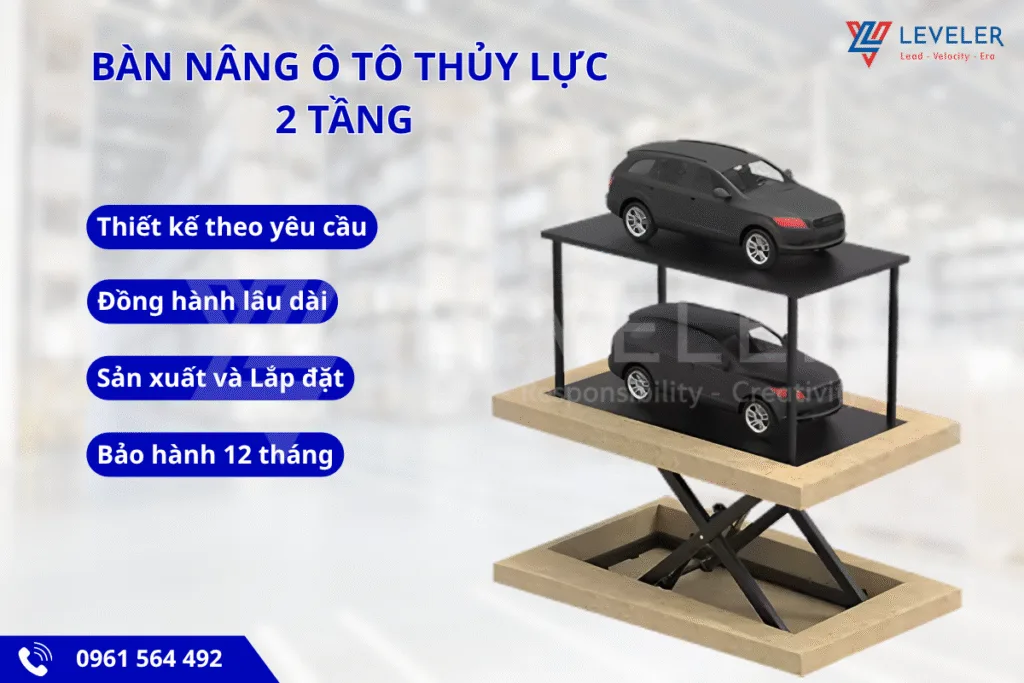 Bàn nâng ô tô thủy lực 2 tầng