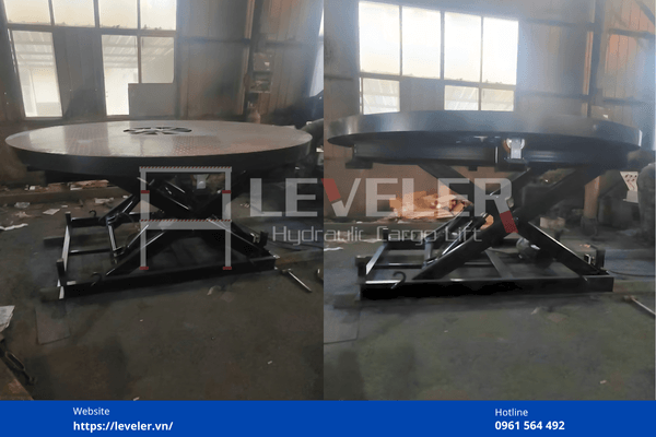 Hình ảnh thực tế Bàn Nâng Thủy Lực Xoay 360 Độ