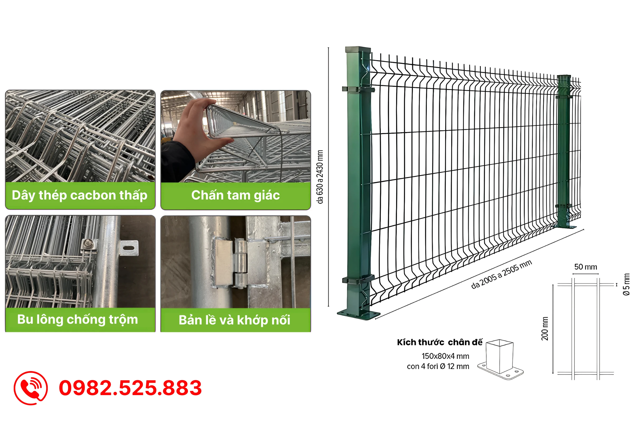 Cấu tạo và kích thước hàng rào chấn tam giác