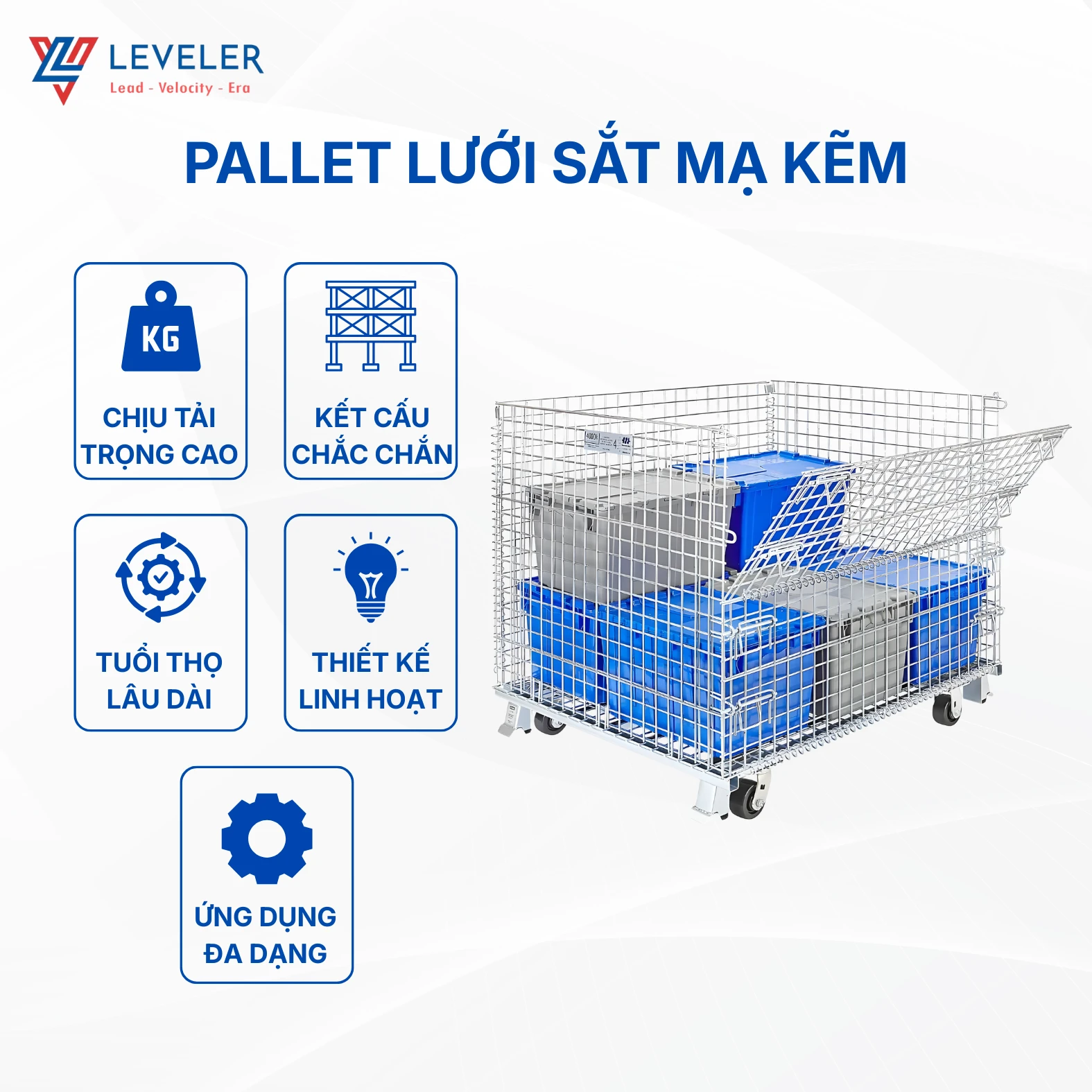 Pallet Lưới Sắt Mạ Kẽm LEVELER
