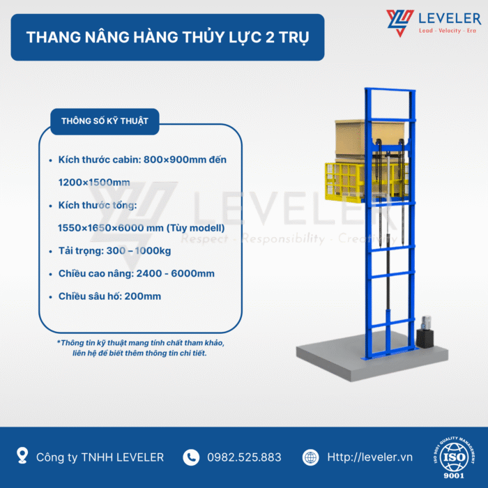 Thang nâng hàng thuỷ lực 2 trụ - Ảnh 3