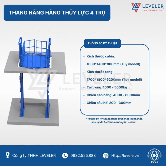 Thang nâng hàng thuỷ lực 4 trụ - Ảnh 3