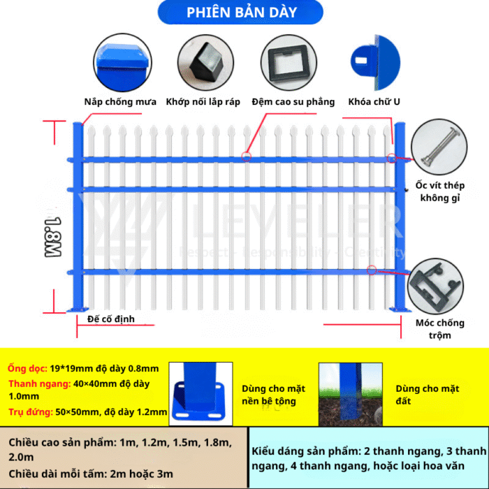Hàng rào thép hộp mạ kẽm Leveler - Ảnh 2