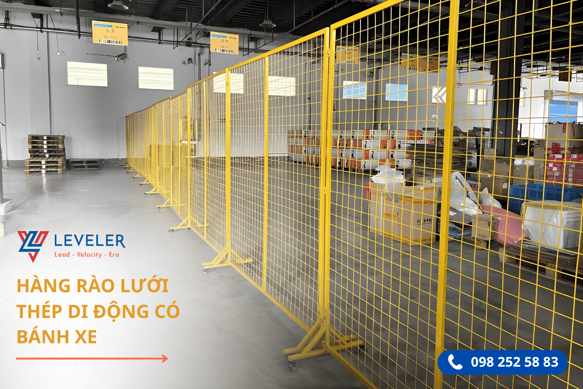 Hàng rào lưới thép di động có bánh xe 