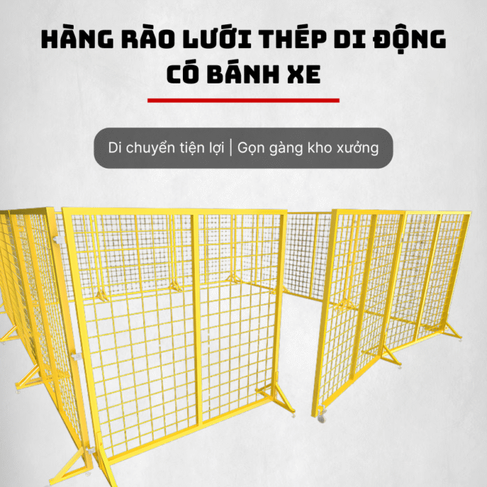Hàng Rào Lưới Thép Di Động Có Bánh Xe