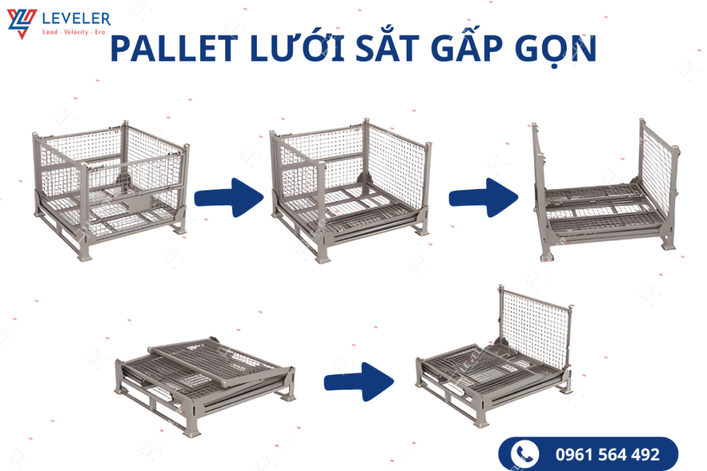 Pallet lưới sắt gấp gọn