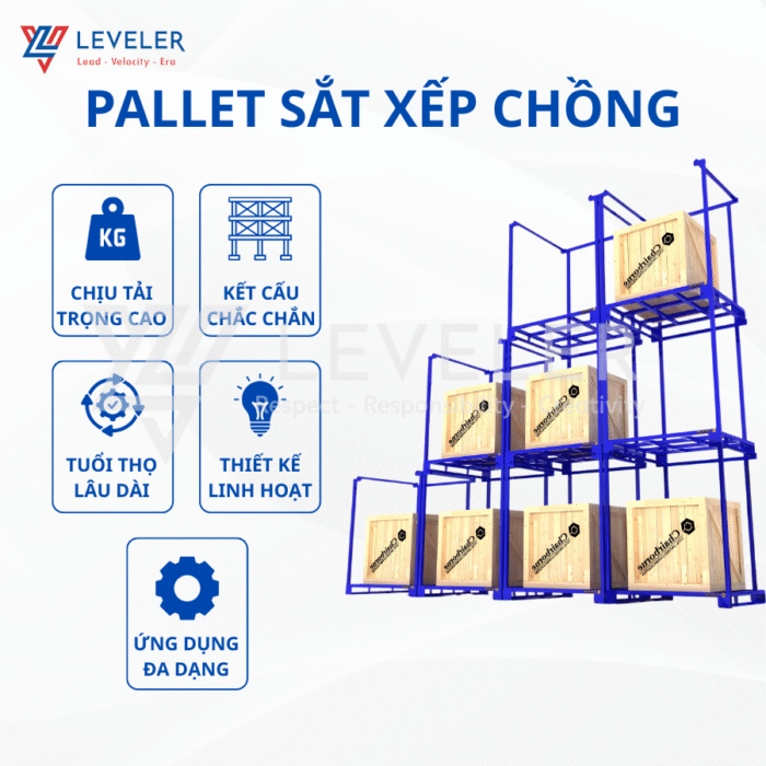 Pallet sắt xếp chồng