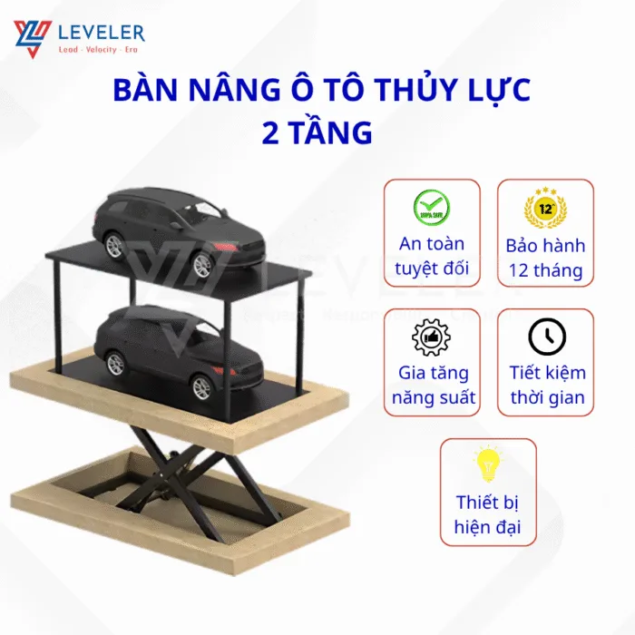 Bàn nâng ô tô thủy lực 2 tầng