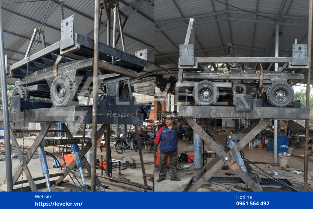 Hình ảnh thực tế sản phẩm Bàn Nâng Thủy Lực Di Động LEVELER