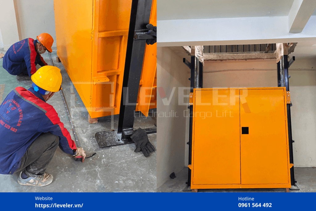 Quy trình thi công và lắp đặt thang nâng hàng LEVELER tại Afotech
