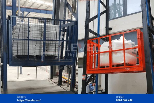 Khung thép kết cấu thang nâng hàng thủy lực LEVELER