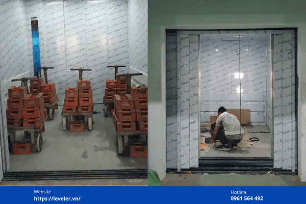 Chạy thử thang máy tải hàng 1000kg